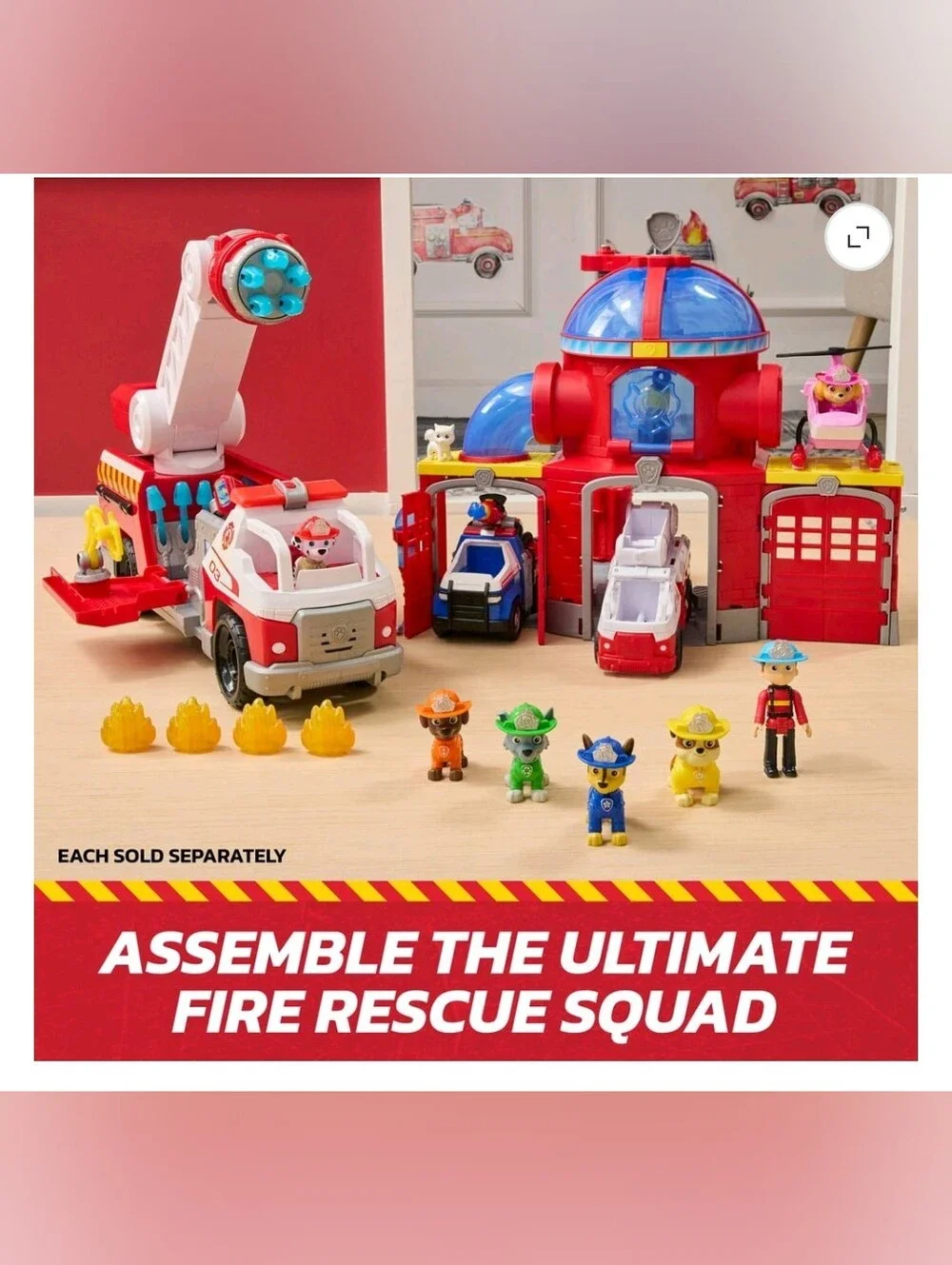 PAW Patrol Fire Rescue: Rapid Reload Fire Truck with Marshall, Projectile Launch